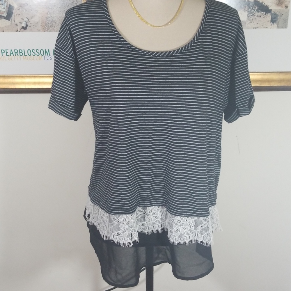 BOBEAU STRIPED SHORT SLEEVES TOP💥